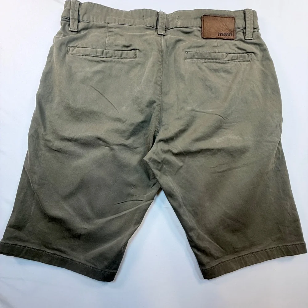 Mavi Jacob Shorts Mens 32 Olive Green Chino Stretch Casual Flat Front 11in